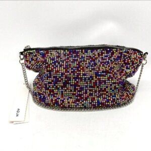 Aqua Crystal Mesh Beaded Shoulder Bag in Rainbow New